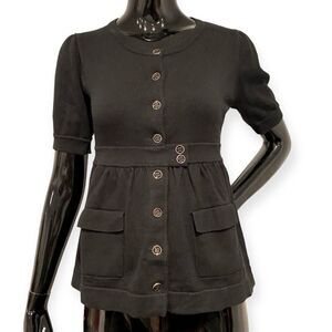 525 America Black/Gold Button Cardigan Size Small